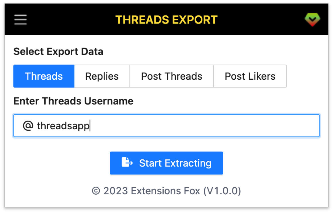 Threads Export Tool Screenshot
